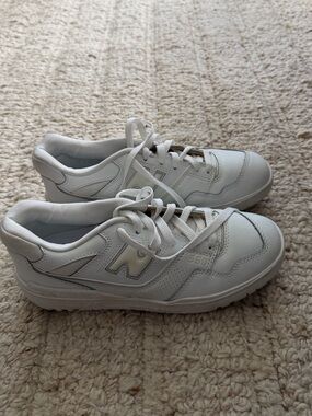 New Balance White Leather Low-Top Sneakers